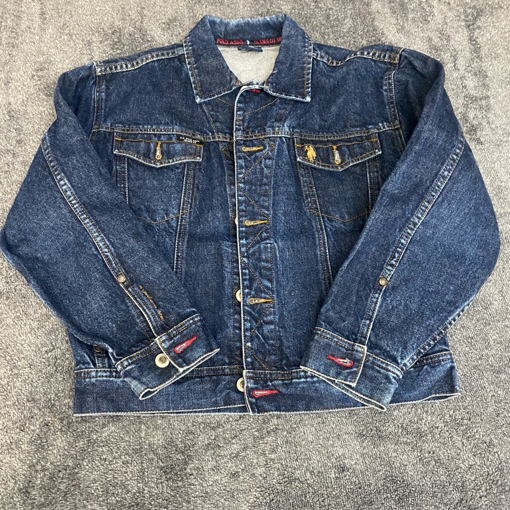 Vtg Polo Assn Trucker Dark Blue Denim Jacket M